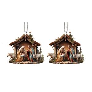 Aesthetic Acrylic Hanging Decors Items Nativity Scene Pendant With High Transparency For Artistic Space Enhancement