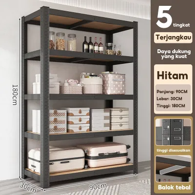 Rak Besi Siku Boltless 4 Susun 5 Susun Rak Gudang Serbaguna Rak Penyimpanan Kokoh Gratis Kaki Karet