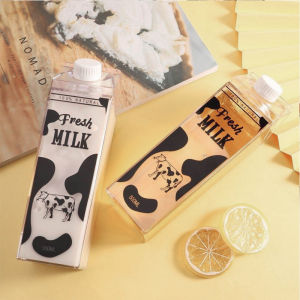  500ml/1000ml Transparent Acrylic Milk Carton Cute Stylish Milk tea Juice Carton Sports Water Bottle Fruit Drink Carton