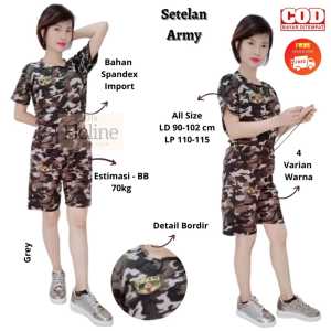 Floline Ols - Setelan Army Olahraga Wanita / Baju Senam Wanita Motif Army