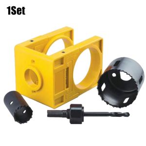 NEXASHOP 1Set Carbon Steel Door Lock Installation Kit With Guide Template Hand Tools Knob Hole Drilling Tool Durable For Door Knob Lock Door Drill Kit