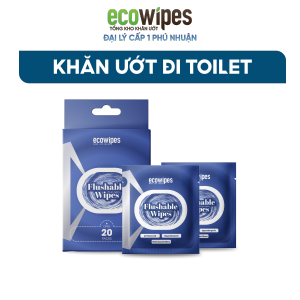KHO PHÚ NHUẬN_Hộp 20 Gói Khăn Ướt Flushable EcoWipes Gói 1 Tờ Travel Size Khăn Vệ Sinh Đi Toilet