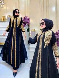 PROMO ABAYA COD!! Empat Saudara//Gamis Abaya Turkey/Abaya Arab Hitam Warna Jersey Mix Ceruti Bordir Mote Swarosky Model 890 Terbaru