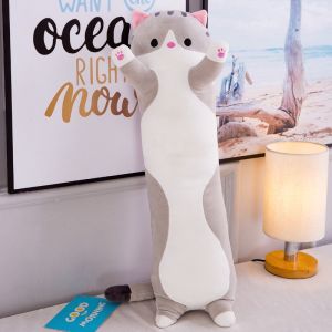 【READY STOCK】Long Cat Plush Toy Soft Stuffed Kitten Pillow Kids Children Sleeping Pillow Home Decor Peluk Budak Patung Kucing