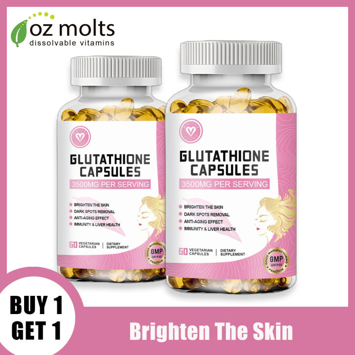 Ozmolts Glutathione Capsule Skin White Supplement Anti-Aging Gluta Capsules Brightening Skin Beauty Supplement Antioxidant Whitening Glutathione
