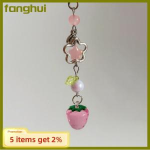 fanghui Sweet Cute Strawberry Mobile Phone Lanyard Lovely Fruits Phone Chain For Girls Y2K Aesthetic Cellphone Keychain
