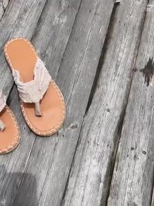 Summer Suede Flat Flip-Flops Large Size Rope Herringbone Sandals Comfortable Flat Canvas WomenS Slippers