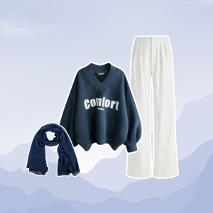 3in1 One Set Kekinian | Sweater Wanita  Celana Knit Anti Kusut  Jilbab Bella Square | KA132