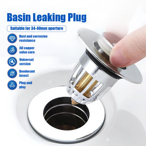 สะดืออ่างล้างหน้า สแตนเลส ท่อระบายน้ําอ่างล้างจานอ่างล้างหน้า จุกปิดท่อระบายน้ำ แกนเด้งออก แบบมีรูน้ำล้น สำหหรับอ่างล้างจาน ห้องน้ำ