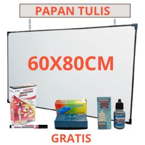 Paket Super Lengkap Whiteboard Papan Tebal 60 X 80 CM Free Spidol + Refill (Tinta) + Penghapus