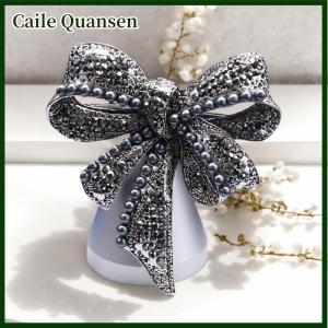 Caile เข็มกลัดติดโบว์พลอยเทียมไข่มุกแฟชั่นวินเทจสำหรับผู้หญิงเสื้อโค้ทของขวัญสำหรับเสื้อยกทรง