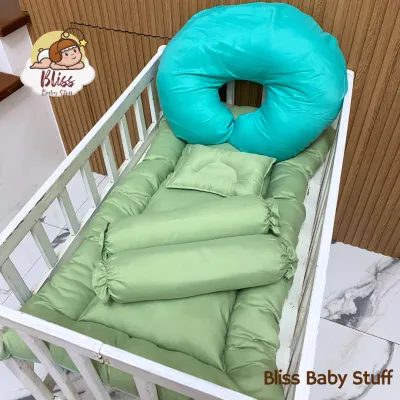 7in1 Bundle Jumbo Crib Set with Nursing Pillow for Newborn Baby with FREE GIFT | Crib not included
