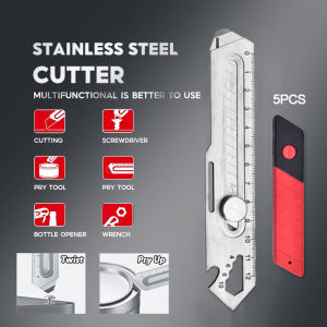 『Ymt.sto』Stainless Steel Utility Knife – Multipurpose Heavy Duty Cutter for Paper Packaging and Electrician Use Includes Refill Blades 多功能美工刀
