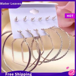 [Water]Hot Sale Freeshipping 6 cặp thời trang hợp kim vòng tròn bông tai của phụ nữ Stud Bông tai hấp dẫn đa yếu tố trang sức thiết lập thanh lịch Tai đồ trang sức