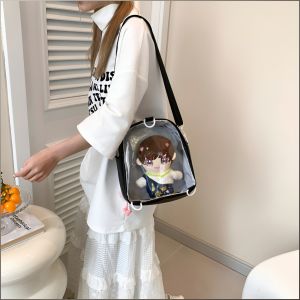 Shoulder Bag Pentagram Travel Backpack Window Design Leather Decoration Cute Styling Zipper