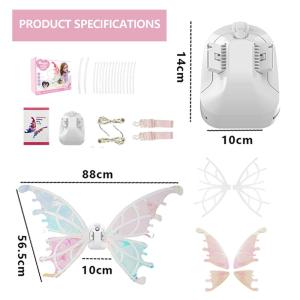 UniKids Electric Light‑Up Butterfly Wings for Kids Automatic Flashing Moving Fairy Wings Costume Toy for Girls Party Cosplay Halloween Gift