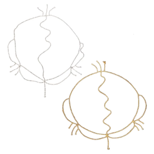 Full Rhinestones Head Chain Tassels Headpiece Exotic Headwear for Various Occasion and Outfit Music Festival Head Jewelry