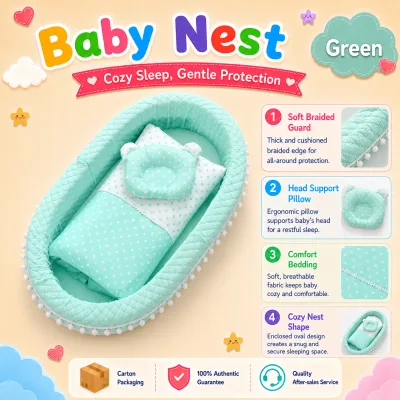 PlayPark Portable Baby Bed Foldable Travel Bassinet Newborn Baby Cot Co Sleeper Bedside Crib for Home Outdoor