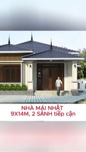 9x14m Bản Vẽ Thiết Kế Nhà Cấp 4 Mái Nhật Đẹp Chuẩn Hiện Đại. In Giấy A3 ảnh 3D màu Kiến Trúc Kết Cấu Điện Nước.