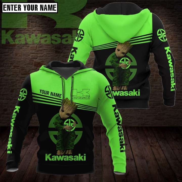 ALL IN STOCK XZX） Mens Hoodie Kawasaki Motorcycle Crew 3D T-shirt