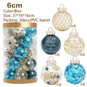 6CM 30pcs/Pack Christmas Decoration Xmas Ornament Shatterproof Decorative Round Christmas Ball