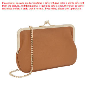Royal Bagger Kiss Lock Wallets for Women Fashion Casual Clutch Wallet Purse Genuine Leather Mini Chain Crossbody Bag 1843