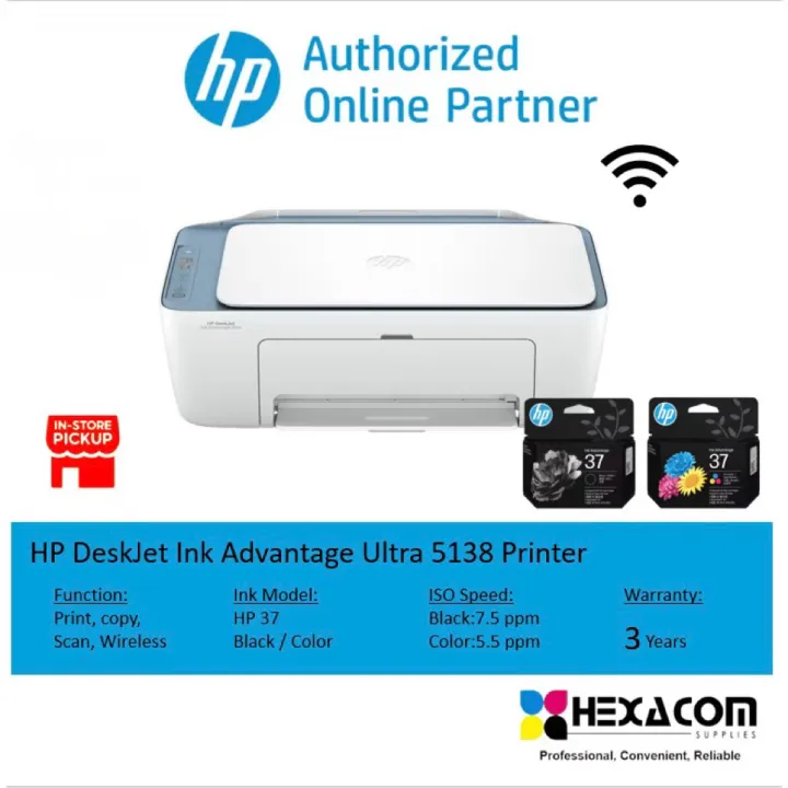 HP DeskJet Ultra 5138 Ink Advantage All-In-One Printer Print/Scan/Copy (cost-saving printer)