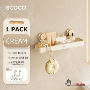 Ecoco Suction Cup Bathroom Storage Organizer Rack with Freebie Hook Heavy-Duty Strong Sticky