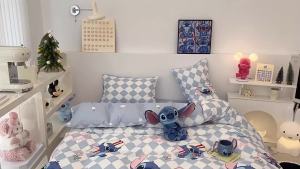 Bộ Bốn Mảnh Cotton Dễ Thương In Hoạt Hình Dễ Thương Mẫu Mới Bộ Chăn Ga Trải Giường Ký Túc Xá Học Sinh Trẻ Em Bộ Ba Mảnh Cotton