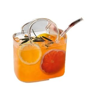 MIRELINA Large Capacity Handbag Glass Cup 770ml Transparent Glass Beverage Cup Portable with Straw tail Glasses Cup for Home Special Drinkware