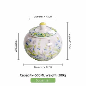 OMK Green Forest Series hand-painted Ceramic 980ML sealed jar container Food Storage Box ceramics tea cans