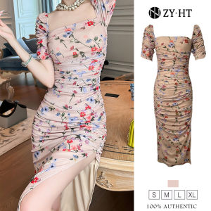 ZY.HT EraVogue เดรสผู้หญิง เดรสสีครีม เดรสรัดรูป เดรสลายดอก เดรสไปงานแต่ง เดรสทำงาน เดรสออกงาน เดรสเซ็กซี่ เดรสเกาหลี ชุดออกงาน 10141