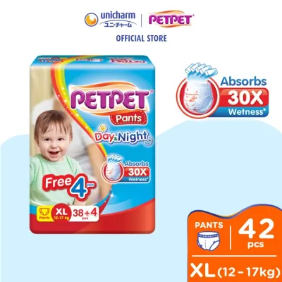 PETPET Day&Night Pants Baby Diapers XL38+4 (1 Pack) (12 - 17kg)