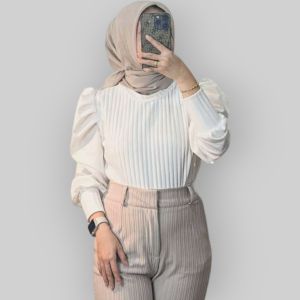 Blouse Panjang Wanita Kombinasi Knit Mix Satin Yang Lagi Viral