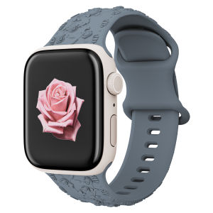 Silicone Floral Strap for Apple Watch Bands 46mm 49mm 42mm 38mm 44mm 45mm 41mm 40mm Women Vintage Rose Engraved Strap for iWatch Ultra2 Ultra Series 10 9 8 7 6 5 4 3 2 1 SE2 SE
