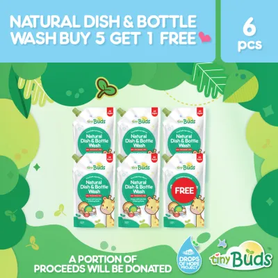 Tiny Buds Natural Dish Wash & Baby Bottle Cleanser Fragrance Free (500ml) BUY 5 + 1 FREE