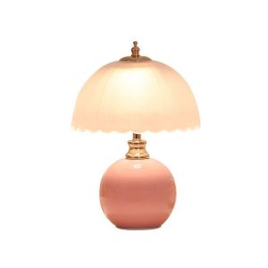 Cream Wind Glass Table Lamp Bedroom Bedside Ceramic Table Light Wedding Home Atmosphere Night Light