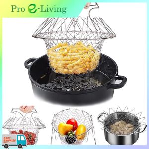 Stainless Steel Foldable Frying Basket Deep Fry Basket Mesh