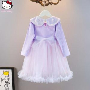 Christmas gifts Halloween Anime Girl Kuromi Sweet Princess Dress Sanrio Cartoon Autumn New Kawaii Comfort Skin Friendly Long Sleeved Fluffy Skirt Dress