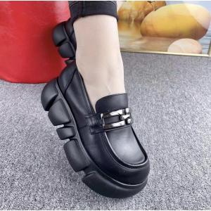 Summer and autumn 2024 new womens shoes soft leather versatile small leather shoes platform heightening loafers British style one-pedal single shoes