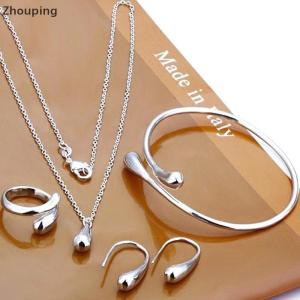 【ZP】Cute ชุดเครื่องประดับหยดน้ำตาแฟชั่นสำหรับผู้หญิง4ชิ้นชุดสร้อยคอสร้อยข้อมือต่างหูสำหรับงานเลี้ยงงานแต่งงาน