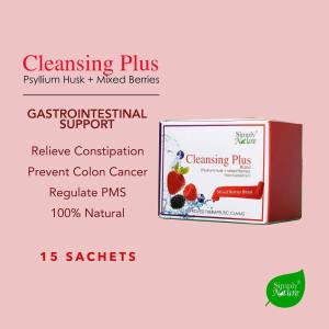 Cleansing Plus Mixed Berries Box of 15 Natural Dietary Soluble and Insoluble Fiber Effective Weight Loss Promote Regular bowel movement Detoxify Colon Cleanse Rich in Chlorophyll by SimplyNature