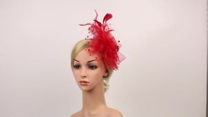 2026 Hot Sale [ Shipped from China ] European and American feather headwear bridal hair accessories meshtop hats horse racing club hair accessories hair clips headbands B3