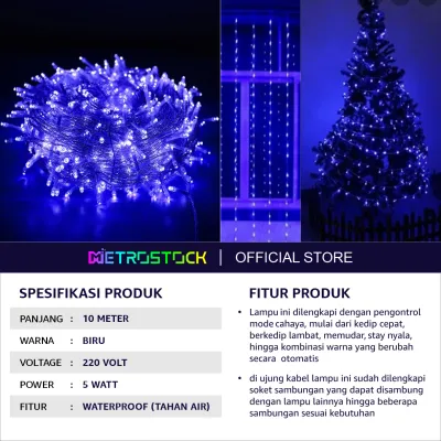 Lampu Natal - Lampu hias LED twinkle tumblr dekorasi kamar tidur natal ulang tahun baru ramadhan agustus waterproof rainbow RGB warm white biru ungu pink hijau merah putih kuning ungu