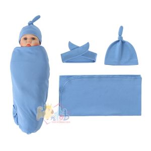 Hntob 100*80cm 0M+ 2 in 1 Baby Plushie Blanket Set Detachable Toy Sleeping Bag Flannel Swaddle