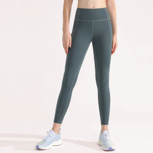 alo yoga ชุดกางเกงโยคะผู้หญิงจากไลคร่า ยกสะโพกเอวสูง กางเกงยาวกลางแจ้ง กระชับสัดส่วน ยกสะโพก กางเกงกีฬาฟิตเนสฤดูใบไม้ร่วง