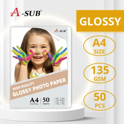 [A4/A3 100 Sheets] A-SUB Glossy Fast Dry Photo Paper 135gsm Photograph Inkjet Printing A4/A3