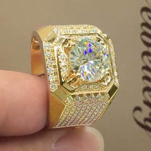 Big White Crystal CZ Ring For Women Men Fashion Gold Color Hip Hop Full Crystal Engagement Ring Men Wedding Band Party Jewelry h260529