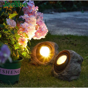 JeeYee Solar Led Outdoor Solar Light Solar Simulation Stone Lamp Outdoor Garden Light Decorative Solar Stones Lights Spotlight Pathway Rock Lights for Yard 太阳能led灯户外