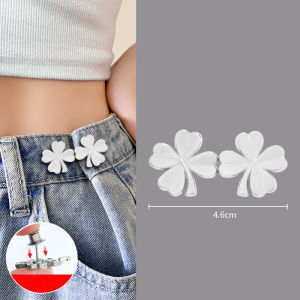 Bergaya empat daun semanggi pinggang strap boleh tanggal tidak jahit butang Jeans pinggang kerongsang Pin